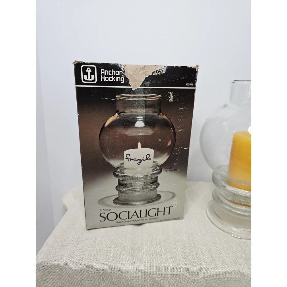Vintage Socialight Anchor Hocking Glass Globe 7 7/8